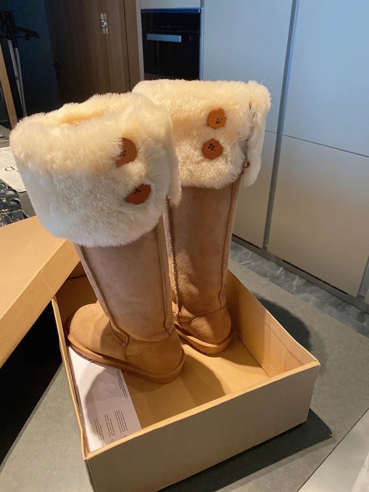 Women Winter Snow Boots Outdoor Warm Plush Cold - proof Women Shoes High Quality Slip on Versatile Round Long Boots Botas De Mujer - 𝐃𝐔𝐕𝐋𝐀𝐒𝐇𝐎𝐏