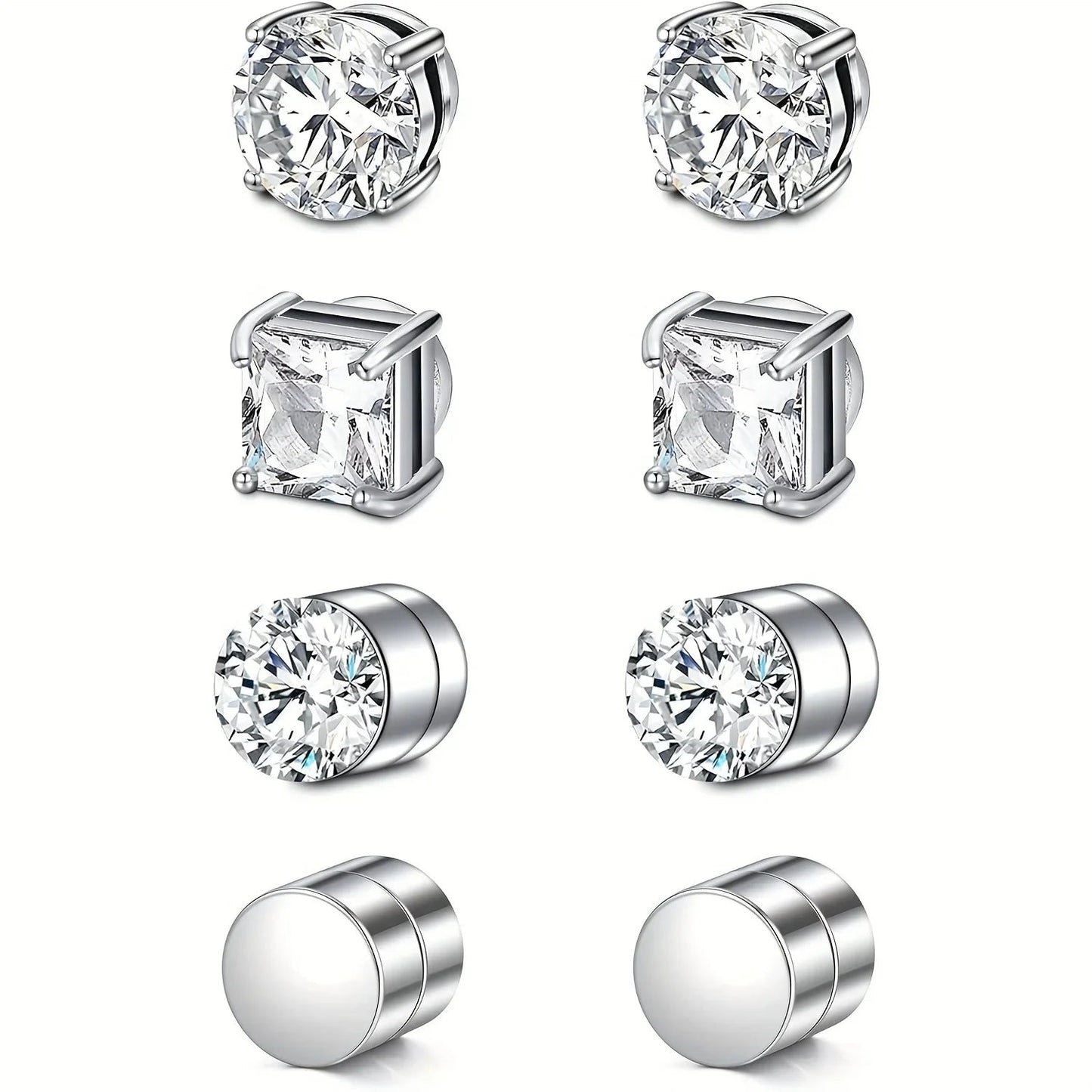 1 Pairs Crystal Strong Magnetic Ear Stud Clip Earrings for Men Women Punk Round Zircon Magnet Earrings Non Piercing Jewelry - 𝐃𝐔𝐕𝐋𝐀𝐒𝐇𝐎𝐏