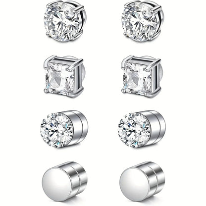1 Pairs Crystal Strong Magnetic Ear Stud Clip Earrings for Men Women Punk Round Zircon Magnet Earrings Non Piercing Jewelry - 𝐃𝐔𝐕𝐋𝐀𝐒𝐇𝐎𝐏