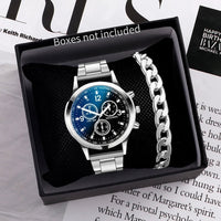 1/2PCS Men Business Watches Fashion Men's Steel Band Quartz Watch with Bracelet（Box not Included） - 𝐝𝐮𝐯𝐥𝐚𝐬𝐡𝐨𝐩.𝐜𝐨𝐦