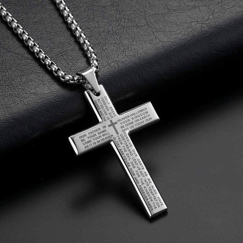 Easter Cross Verse Pendant Necklace Men's Trendy Women's Necklace For Men, father's day gift