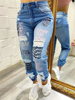 2024 New Letter Print Slant Pocket Ripped Jeans Casual Jeans Women - 𝐝𝐮𝐯𝐥𝐚𝐬𝐡𝐨𝐩.𝐜𝐨𝐦