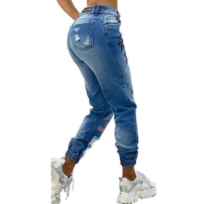 2024 New Letter Print Slant Pocket Ripped Jeans Casual Jeans Women - 𝐝𝐮𝐯𝐥𝐚𝐬𝐡𝐨𝐩.𝐜𝐨𝐦
