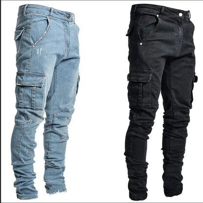 2025 New Korean Men's Casual Long Jeans Classic Man Straight Denim Wide - leg Pants Solid Color Light Blue Grey Black 4XL - 𝐝𝐮𝐯𝐥𝐚𝐬𝐡𝐨𝐩.𝐜𝐨𝐦