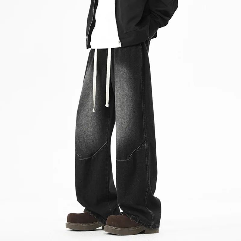 2025 New Streetwear Baggy Jeans for Men Korean Fashion Wide Leg Straight Denim Pants Male Elastic Waist Classic Y2K Blue Jean - 𝐝𝐮𝐯𝐥𝐚𝐬𝐡𝐨𝐩.𝐜𝐨𝐦