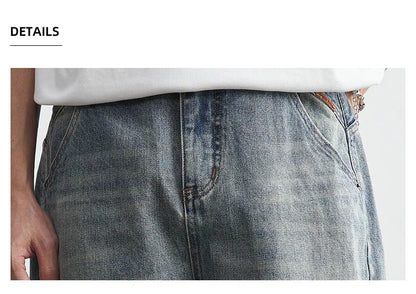 2025 Summer New Men's Denim Pants Old Blue Washed Male Jeans Straight Casual Menwear Loose Wide Leg Trousers Fashion Men Cothing - 𝐝𝐮𝐯𝐥𝐚𝐬𝐡𝐨𝐩.𝐜𝐨𝐦