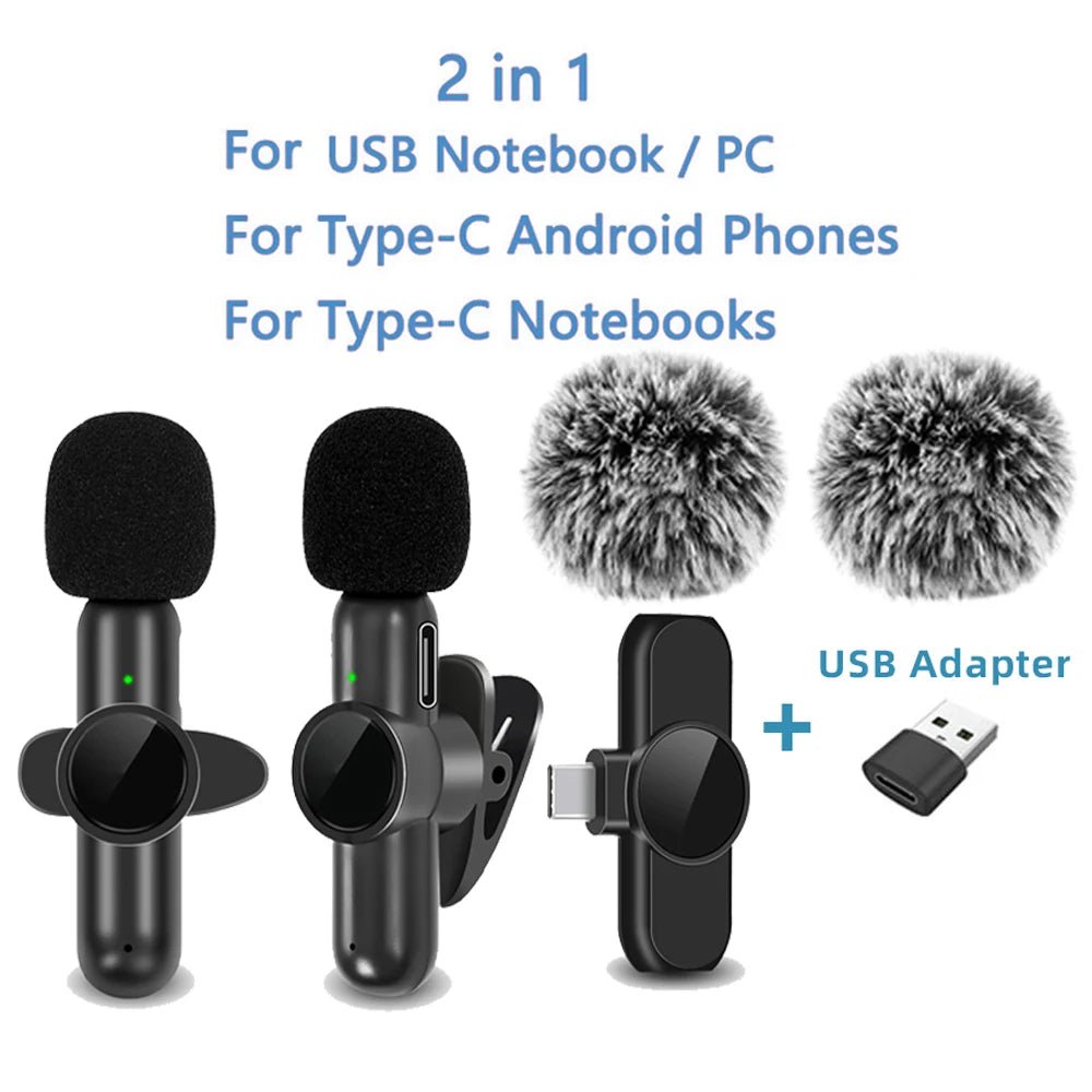 2.4G Wireless Lavalier Microphone Noise Cancelling Audio Video Recording for IPhone/iPad/Android/Xiaomi/Samsung Live Game Mic - 𝐝𝐮𝐯𝐥𝐚𝐬𝐡𝐨𝐩.𝐜𝐨𝐦
