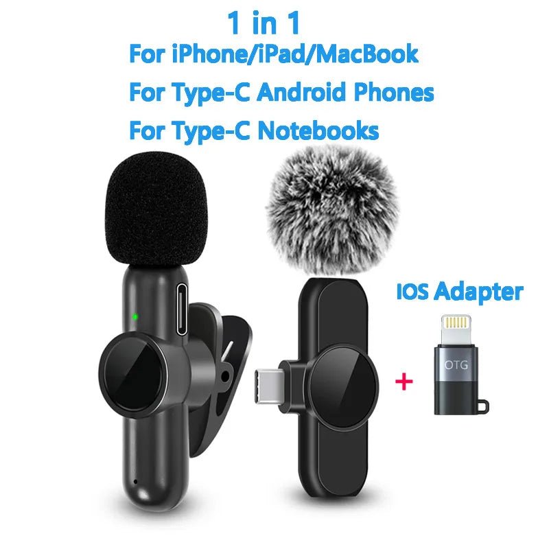 2.4G Wireless Lavalier Microphone Noise Cancelling Audio Video Recording for IPhone/iPad/Android/Xiaomi/Samsung Live Game Mic - 𝐝𝐮𝐯𝐥𝐚𝐬𝐡𝐨𝐩.𝐜𝐨𝐦