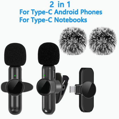 2.4G Wireless Lavalier Microphone Noise Cancelling Audio Video Recording for IPhone/iPad/Android/Xiaomi/Samsung Live Game Mic - 𝐝𝐮𝐯𝐥𝐚𝐬𝐡𝐨𝐩.𝐜𝐨𝐦