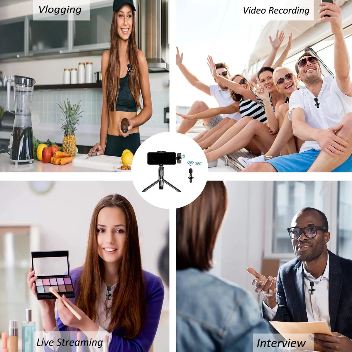 2.4G Wireless Lavalier Microphone Noise Cancelling Audio Video Recording for IPhone/iPad/Android/Xiaomi/Samsung Live Game Mic - 𝐝𝐮𝐯𝐥𝐚𝐬𝐡𝐨𝐩.𝐜𝐨𝐦