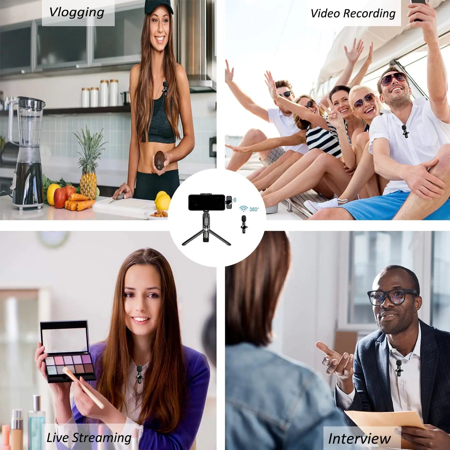 2.4G Wireless Lavalier Microphone Noise Cancelling Audio Video Recording for IPhone/iPad/Android/Xiaomi/Samsung Live Game Mic - 𝐝𝐮𝐯𝐥𝐚𝐬𝐡𝐨𝐩.𝐜𝐨𝐦