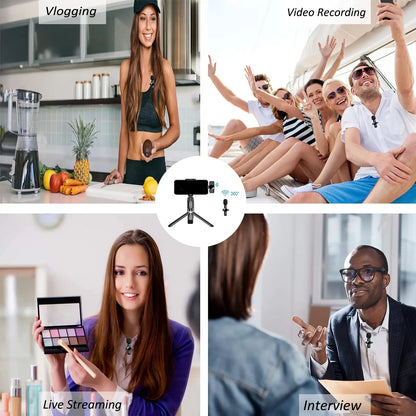2.4G Wireless Lavalier Microphone Noise Cancelling Audio Video Recording for IPhone/iPad/Android/Xiaomi/Samsung Live Game Mic - 𝐝𝐮𝐯𝐥𝐚𝐬𝐡𝐨𝐩.𝐜𝐨𝐦