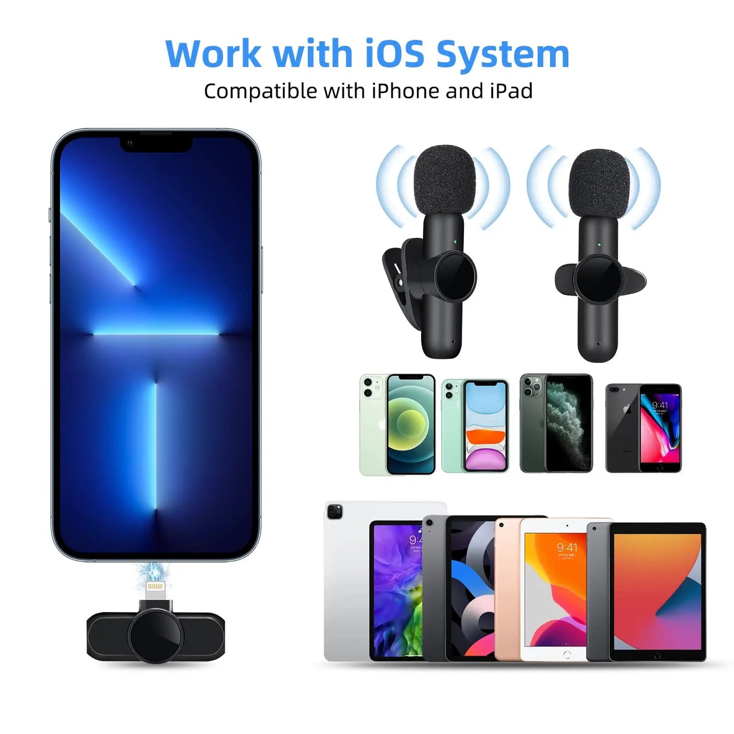 2.4G Wireless Lavalier Microphone Noise Cancelling Audio Video Recording for IPhone/iPad/Android/Xiaomi/Samsung Live Game Mic - 𝐝𝐮𝐯𝐥𝐚𝐬𝐡𝐨𝐩.𝐜𝐨𝐦