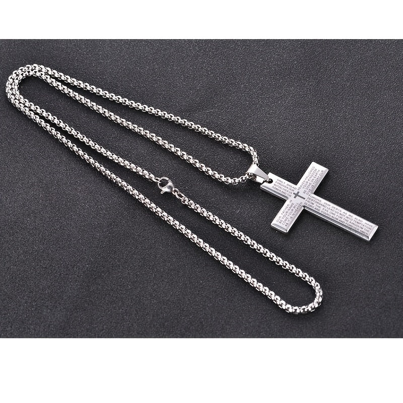 Easter Cross Verse Pendant Necklace Men's Trendy Women's Necklace For Men, father's day gift