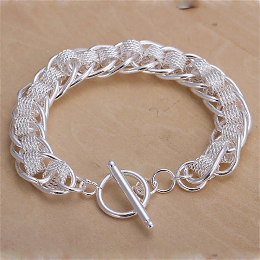 925 Sterling Silver Exquisite Solid Chain Bracelet Fashion Charm Women Men Solid Wedding Cute Simple Models Jewelry - 𝐃𝐔𝐕𝐋𝐀𝐒𝐇𝐎𝐏