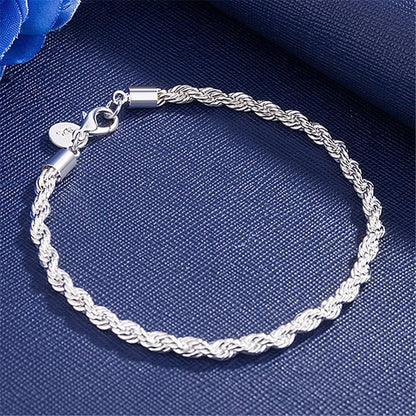 925 Sterling Silver Exquisite Solid Chain Bracelet Fashion Charm Women Men Solid Wedding Cute Simple Models Jewelry - 𝐃𝐔𝐕𝐋𝐀𝐒𝐇𝐎𝐏