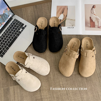 Thick-soled Half-drag Retro Unique Lazy Outdoor Unisex Slip-on Closed-toe Sandals