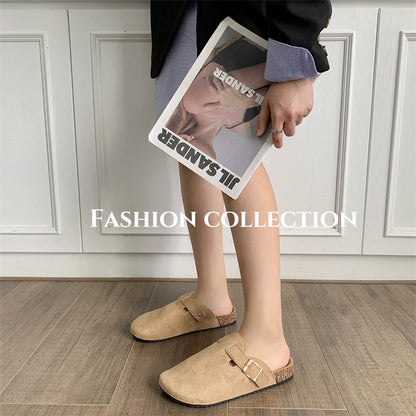 Thick-soled Half-drag Retro Unique Lazy Outdoor Unisex Slip-on Closed-toe Sandals