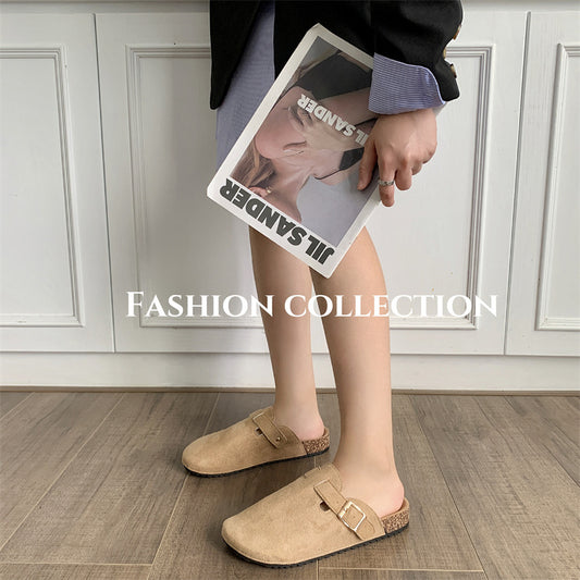 Thick-soled Half-drag Retro Unique Lazy Outdoor Unisex Slip-on Closed-toe Sandals