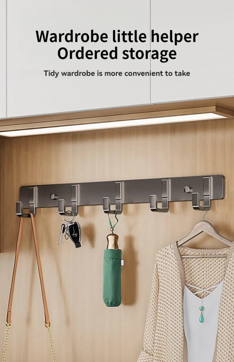 Hooks for hanging clothes at the entrance door, hanging hangers on the wall, and strong hooks for the wardrobe in th