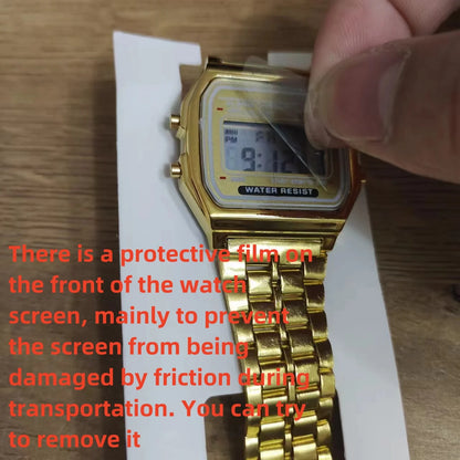 F91W Multi-Functional LED Digital Sports Watch Unisex Steel Band Business Clock with Alarm Week Display And Back Light