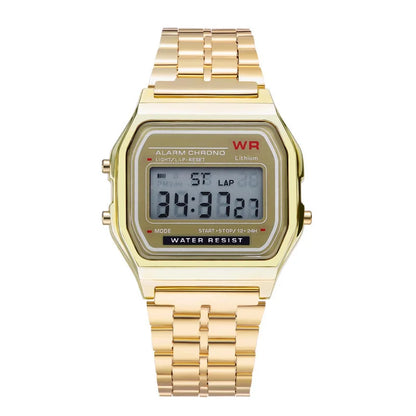 F91W Multi-Functional LED Digital Sports Watch Unisex Steel Band Business Clock with Alarm Week Display And Back Light