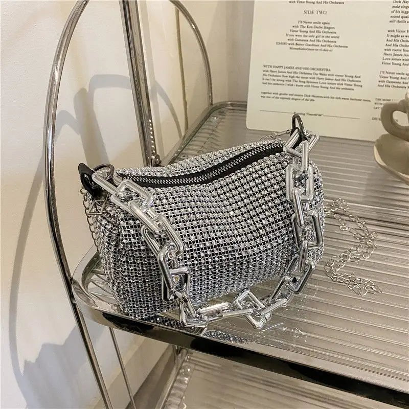 Allover Rhinestone Bucket Bag, Glitter Chain Prom Purse, Women's Mini Crossbody Bag (6.3*3.54) Inch - 𝐝𝐮𝐯𝐥𝐚𝐬𝐡𝐨𝐩.𝐜𝐨𝐦