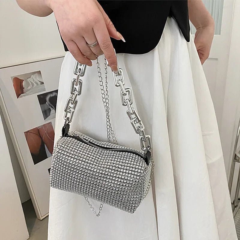 Allover Rhinestone Bucket Bag, Glitter Chain Prom Purse, Women's Mini Crossbody Bag (6.3*3.54) Inch - 𝐝𝐮𝐯𝐥𝐚𝐬𝐡𝐨𝐩.𝐜𝐨𝐦