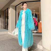 Autumn And Winter Fashion Light Blue Furry Jacket Imitation Beach Sheep Wool Over Knee Long Coat Lamb Woolen - 𝐝𝐮𝐯𝐥𝐚𝐬𝐡𝐨𝐩.𝐜𝐨𝐦