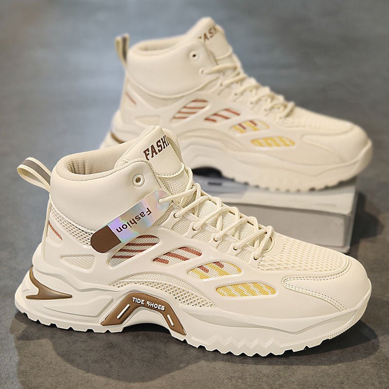 Autumn men's new breathable high top shoes, men's trendy and versatile thick soled mesh sports shoes, casual dad shoes for men - 𝐝𝐮𝐯𝐥𝐚𝐬𝐡𝐨𝐩.𝐜𝐨𝐦