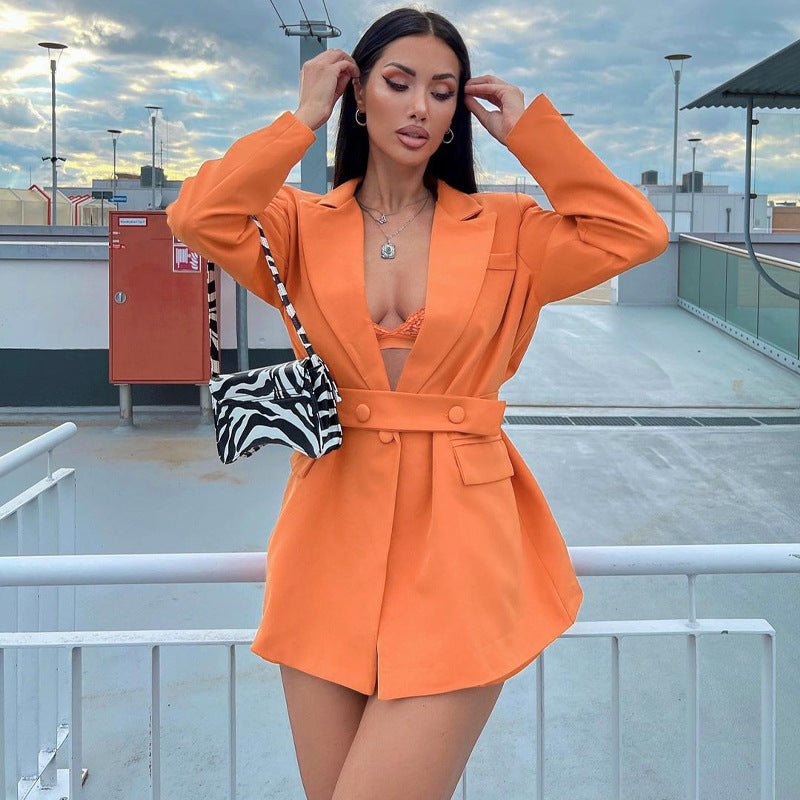 Autumn New Niche Design Deep V Shoulder Pad Sexy Belt Shape Body Suit - 𝐃𝐔𝐕𝐋𝐀𝐒𝐇𝐎𝐏