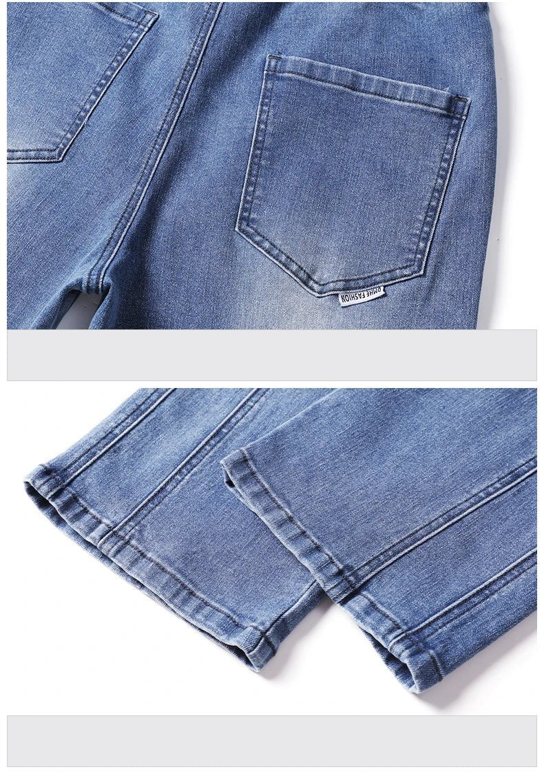 Autumn Winter Retro Jeans Men Drawstring Elastic Waist Cotton Cargo Denim Pants Work Korean Fashion Thick Trousers Male M - 4XL - 𝐝𝐮𝐯𝐥𝐚𝐬𝐡𝐨𝐩.𝐜𝐨𝐦