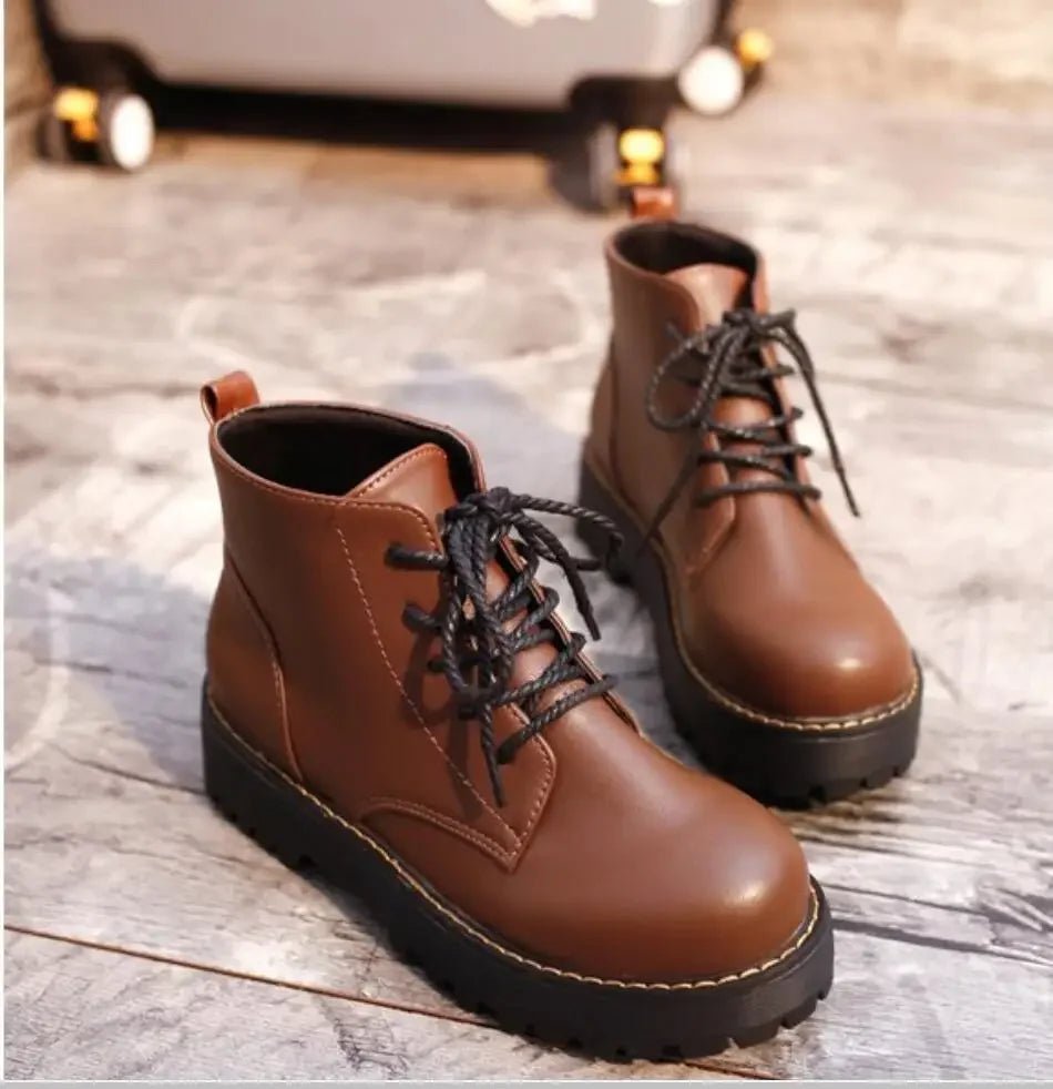 Autumn Winter Women Ankle Boots Platform Lace Up Casual Shoes Woman Retro Oxfords Female Waterproof Goth Thick Boots Footwe - 𝐃𝐔𝐕𝐋𝐀𝐒𝐇𝐎𝐏