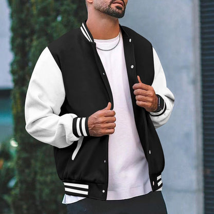 Baseball Jacket Men's Flight Jacket Spring and Autumn Fleece Classic Loose Casual Knit Stand Collar Button Baseball - 𝐝𝐮𝐯𝐥𝐚𝐬𝐡𝐨𝐩.𝐜𝐨𝐦