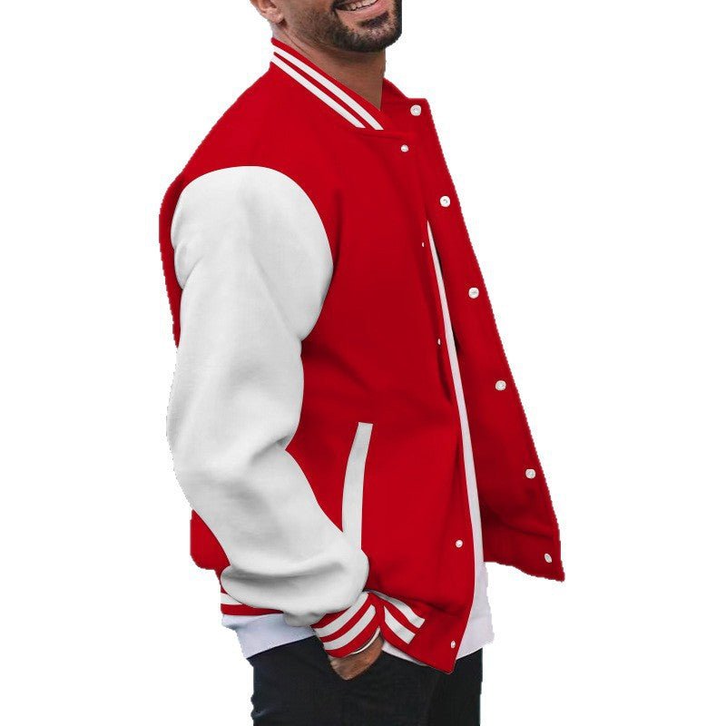 Baseball Jacket Men's Flight Jacket Spring and Autumn Fleece Classic Loose Casual Knit Stand Collar Button Baseball - 𝐝𝐮𝐯𝐥𝐚𝐬𝐡𝐨𝐩.𝐜𝐨𝐦