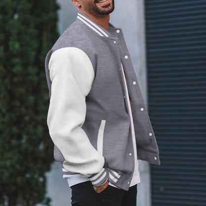 Baseball Jacket Men's Flight Jacket Spring and Autumn Fleece Classic Loose Casual Knit Stand Collar Button Baseball - 𝐝𝐮𝐯𝐥𝐚𝐬𝐡𝐨𝐩.𝐜𝐨𝐦