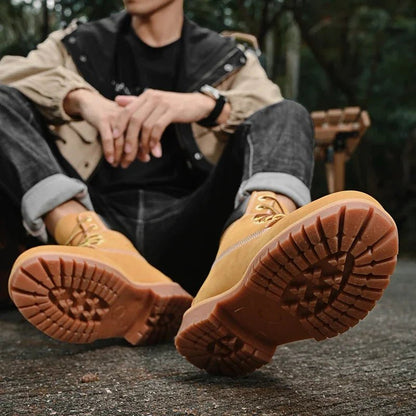 Boots Men High Top Boots High Quality Women Leather Shoes Fashion Outdoor Sneakers Men Lace Up Non - Slip Ankle Boots for Couple - 𝐃𝐔𝐕𝐋𝐀𝐒𝐇𝐎𝐏