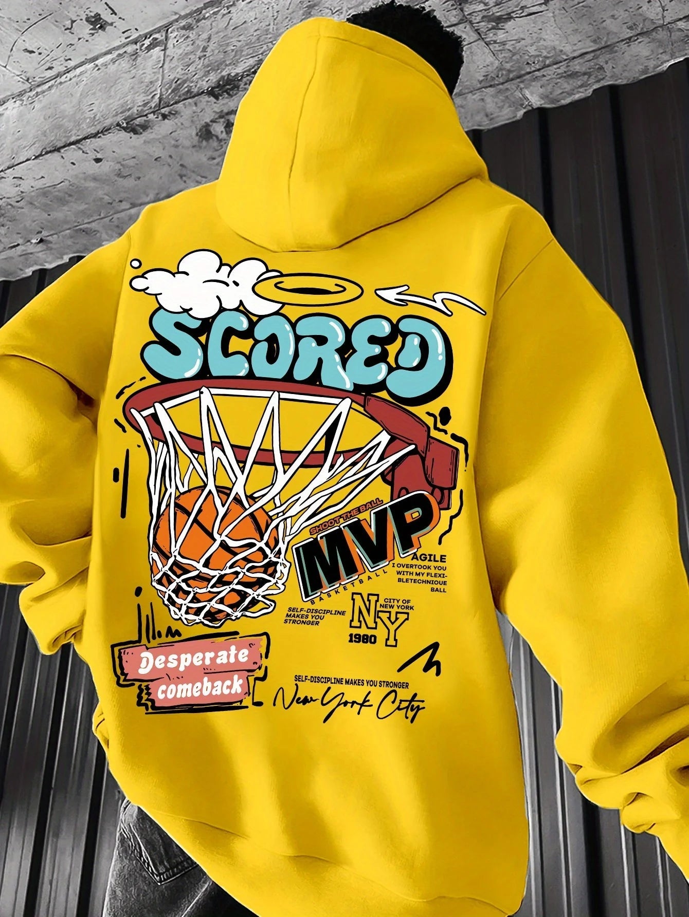 Casual MVP Basketball Graphic Hoodie for Men - Knitted Fabric Regular Fit with Slight Stretch - 𝐃𝐔𝐕𝐋𝐀𝐒𝐇𝐎𝐏