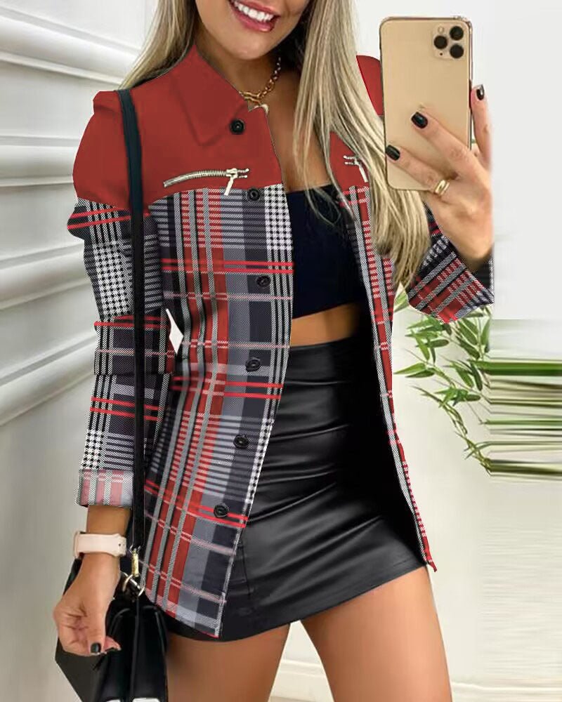 Chic Black Blazer with Long Sleeves Button Notch Lapel Office Style Elegant Women's Suit - 𝐃𝐔𝐕𝐋𝐀𝐒𝐇𝐎𝐏