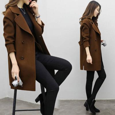 Classic Double - Breasted Wool Coat for Women, Mid - Length Silhouette, Loose Fit, Slimming Design - 𝐃𝐔𝐕𝐋𝐀𝐒𝐇𝐎𝐏