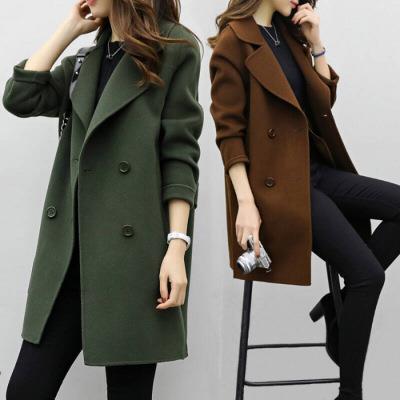 Classic Double - Breasted Wool Coat for Women, Mid - Length Silhouette, Loose Fit, Slimming Design - 𝐃𝐔𝐕𝐋𝐀𝐒𝐇𝐎𝐏