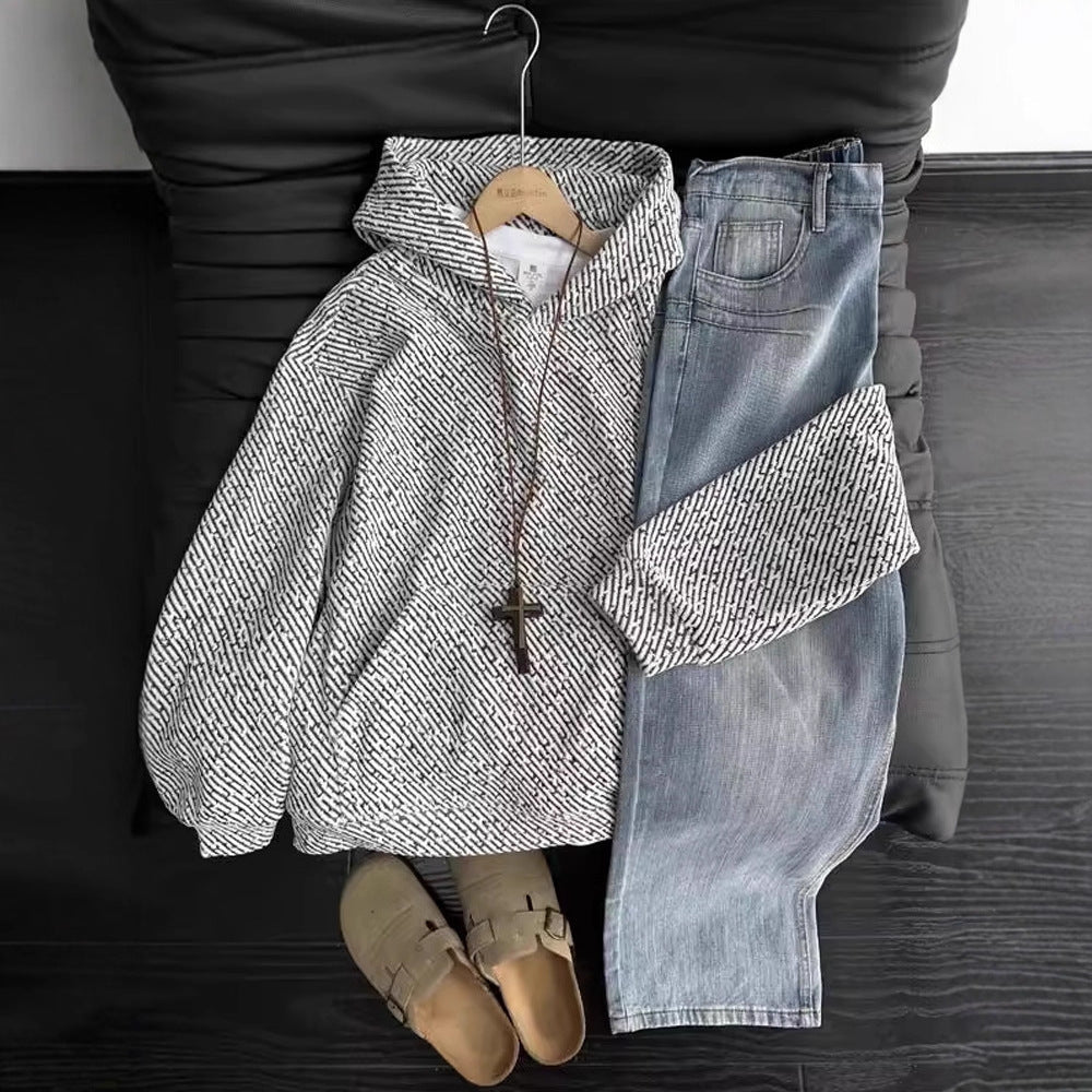 Cleanfit Striped Hooded Sweatshirt Men's Autumn Winter Fashion Brand Heavyweight Couple Pullover Hoodie Jacket - 𝐃𝐔𝐕𝐋𝐀𝐒𝐇𝐎𝐏