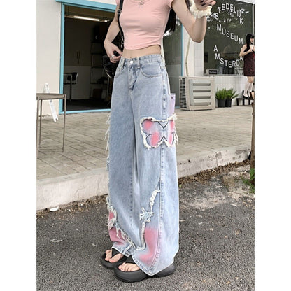 Colorful Graffiti Denim Pants for Women, Retro Unisex Wide Leg Straight Cut Trendy Casual Wear - 𝐃𝐔𝐕𝐋𝐀𝐒𝐇𝐎𝐏