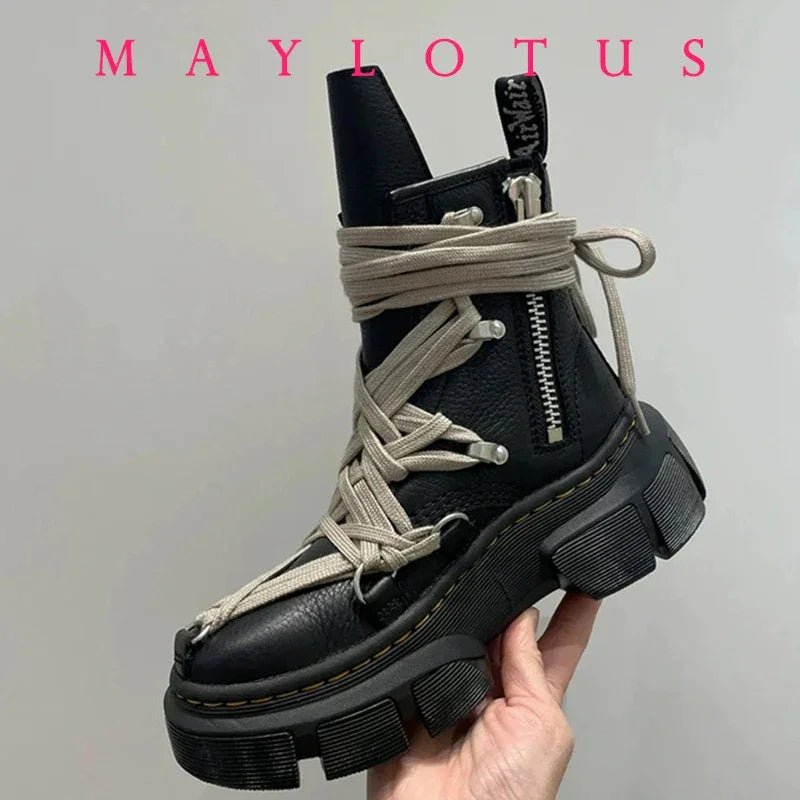 Cross Strap High - Top Boots for Men Side Zippers Outdoor Booties Male Shoes Unisex Luxury Handmade Novelty Shoes New in Boots s - 𝐃𝐔𝐕𝐋𝐀𝐒𝐇𝐎𝐏