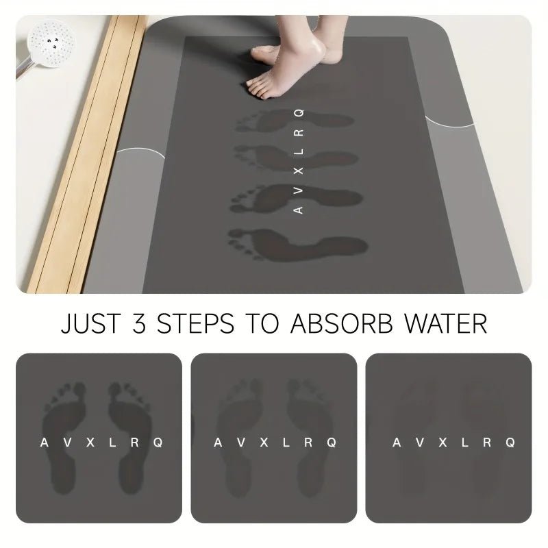 Diatomaceous Earth Bath Mat Super Absorbent Non Slip Fast Drying Soft Floor Mat for Bathroom Shower Laundry Bedroom Kitchen RV - 𝐃𝐔𝐕𝐋𝐀𝐒𝐇𝐎𝐏