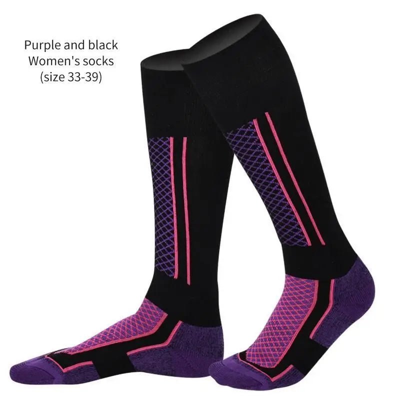 DIZETION 1 Pair Winter Warm Thickening Ski Stockings Hiking Socks For Women Men Children Outdoor Anti - Cold High Sports Stockings - 𝐃𝐔𝐕𝐋𝐀𝐒𝐇𝐎𝐏
