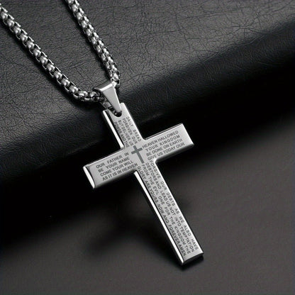 Easter Cross Verse Pendant Necklace Men's Trendy Women's Necklace For Men, father's day gift - 𝐃𝐔𝐕𝐋𝐀𝐒𝐇𝐎𝐏