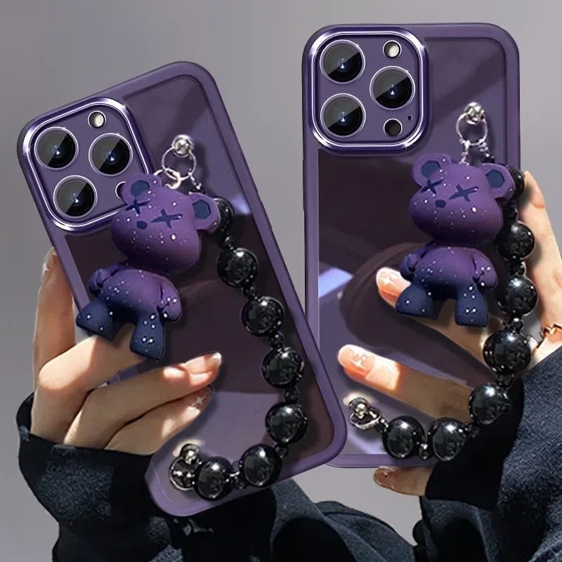 Electroplating TPU Soft Protective Case Transparent Teddy Bear Bracelet for IPhone 16 Promax Suitable for Apple 14/15 Phone Case - 𝐃𝐔𝐕𝐋𝐀𝐒𝐇𝐎𝐏