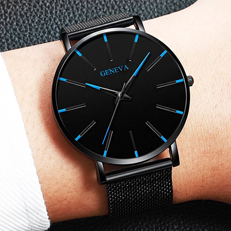 Fashion Men Business Watches Simple Ultra Thin Mesh Belt Male's Analog Quartz Wristwatch Reloj Hombre - 𝐃𝐔𝐕𝐋𝐀𝐒𝐇𝐎𝐏