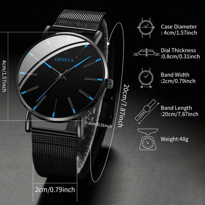 Fashion Men Business Watches Simple Ultra Thin Mesh Belt Male's Analog Quartz Wristwatch Reloj Hombre - 𝐃𝐔𝐕𝐋𝐀𝐒𝐇𝐎𝐏